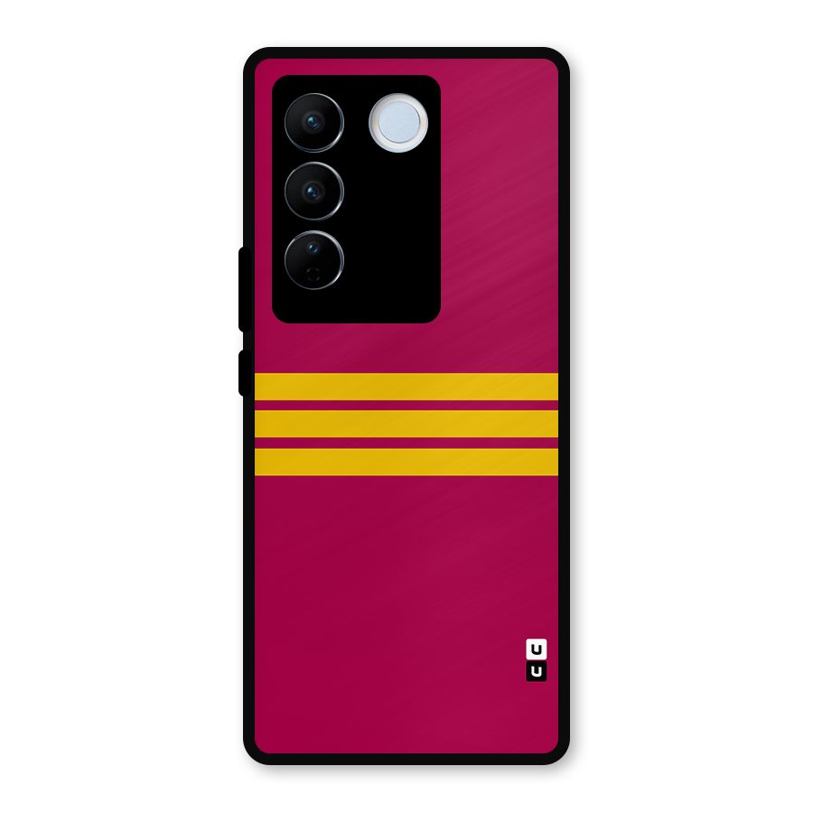 Horizontal Sports Stripes Metal Back Case for Vivo V27