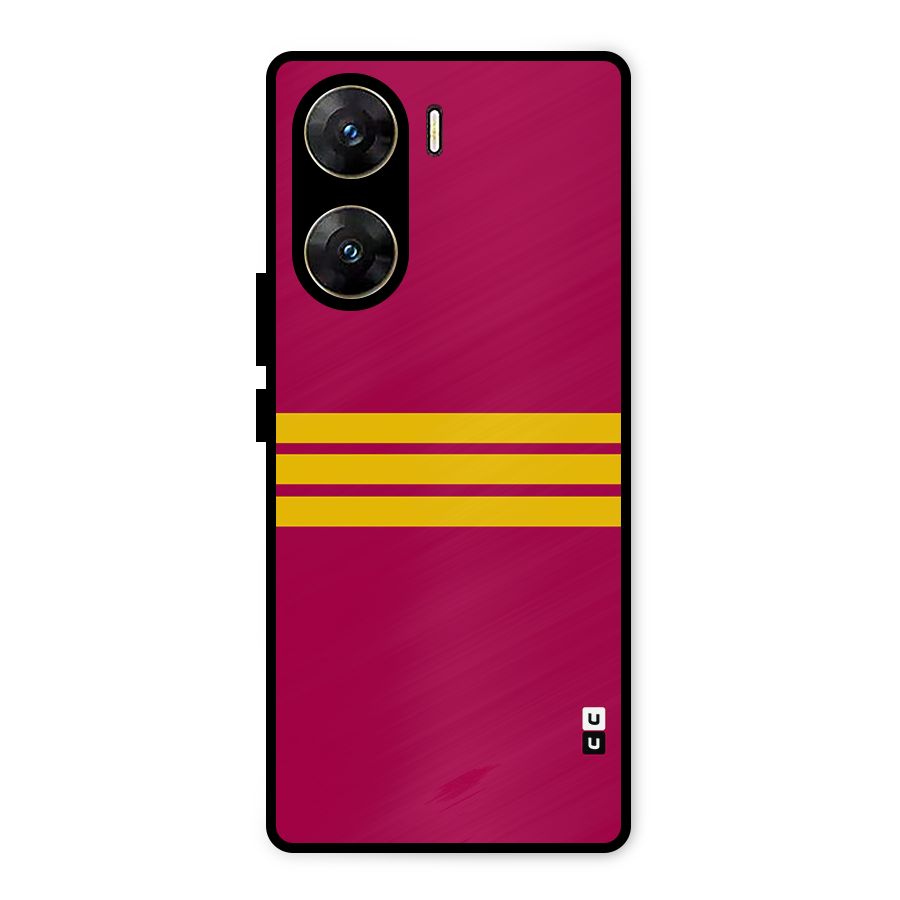 Horizontal Sports Stripes Metal Back Case for Vivo V29e