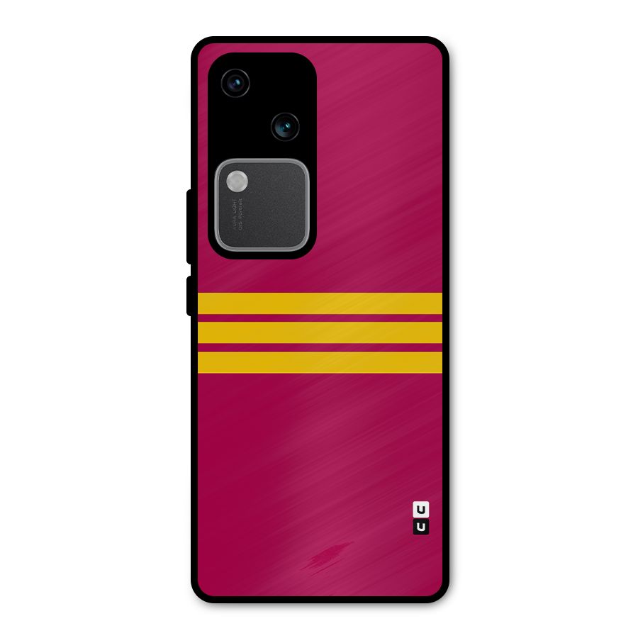 Horizontal Sports Stripes Metal Back Case for Vivo V30 Pro