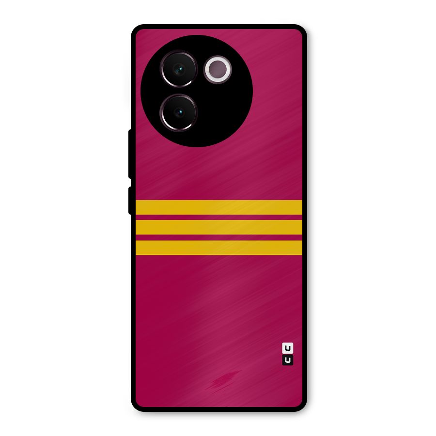 Horizontal Sports Stripes Metal Back Case for Vivo V30e