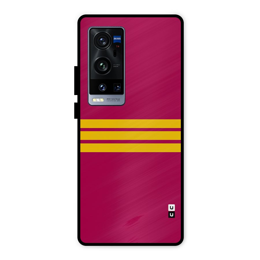 Horizontal Sports Stripes Metal Back Case for Vivo X60 Pro Plus