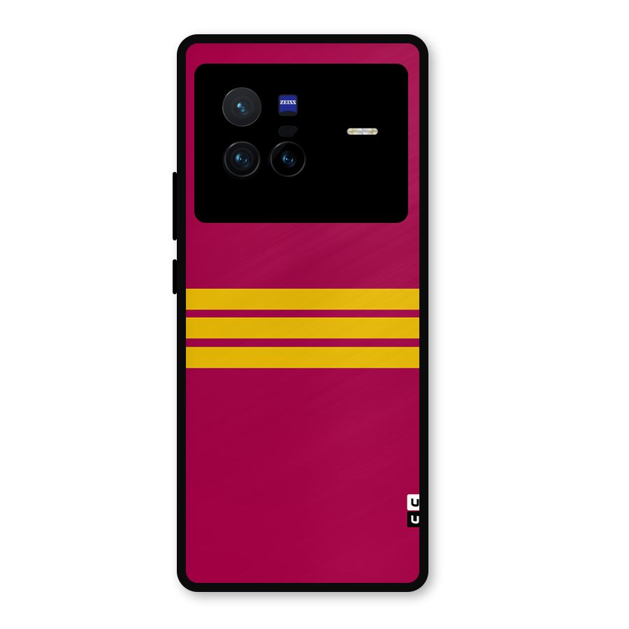 Horizontal Sports Stripes Metal Back Case for Vivo X80