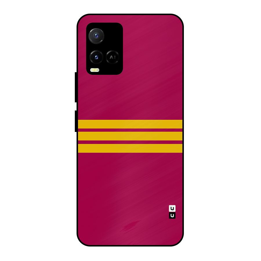 Horizontal Sports Stripes Metal Back Case for Vivo Y21