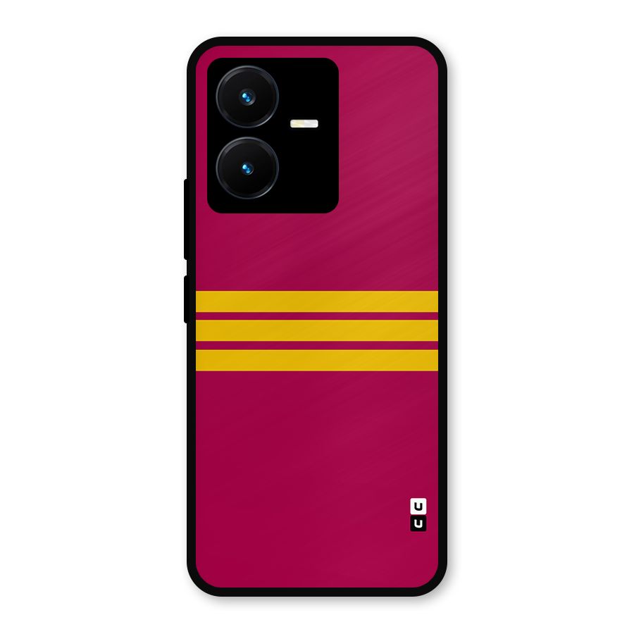 Horizontal Sports Stripes Metal Back Case for Vivo Y22