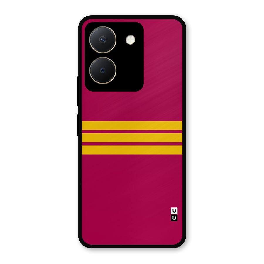 Horizontal Sports Stripes Metal Back Case for Vivo Y36