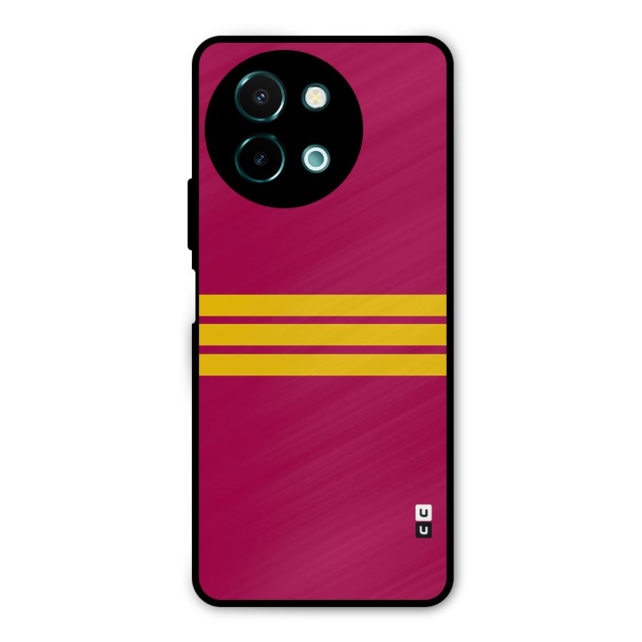 Horizontal Sports Stripes Metal Back Case for Vivo Y58