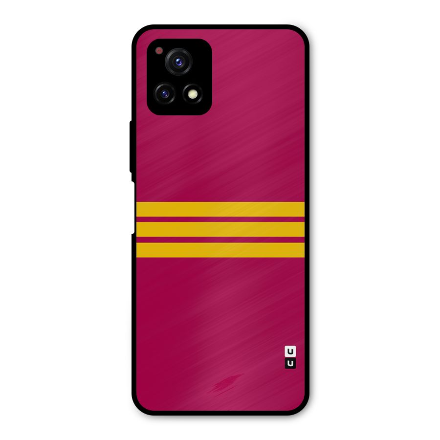 Horizontal Sports Stripes Metal Back Case for Vivo Y72 5G