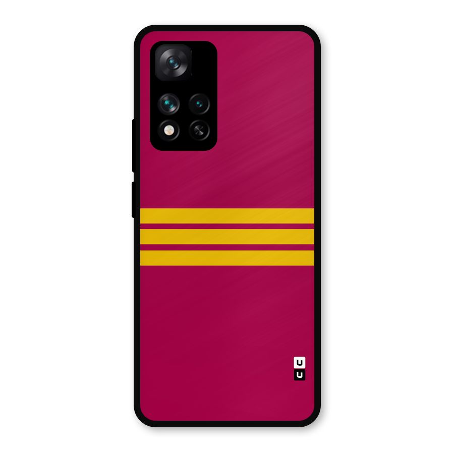 Horizontal Sports Stripes Metal Back Case for Xiaomi 11i Hypercharge 5G