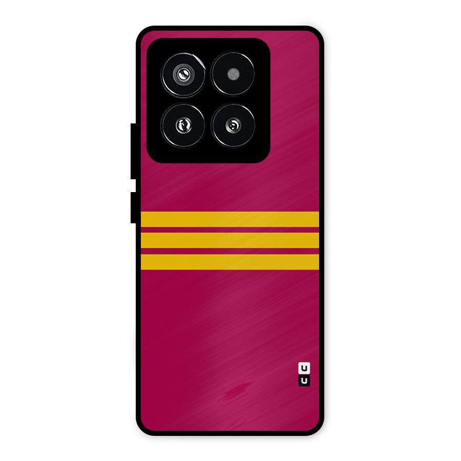 Horizontal Sports Stripes Metal Back Case for Xiaomi 14 Pro