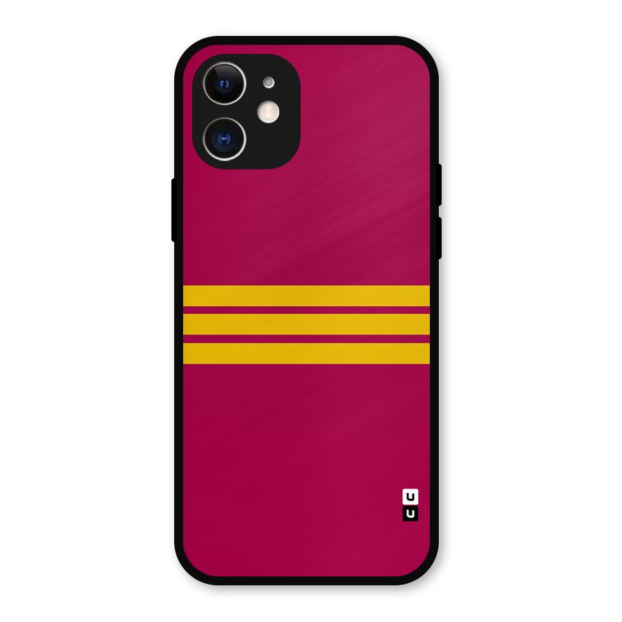 Horizontal Sports Stripes Metal Back Case for iPhone 12