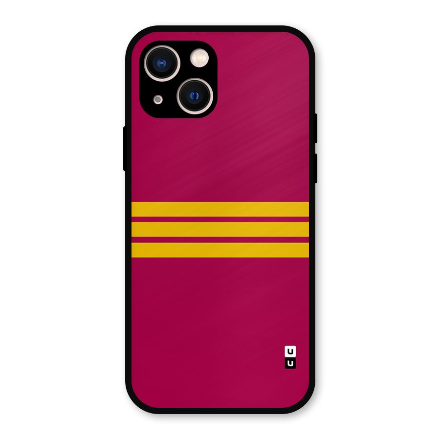Horizontal Sports Stripes Metal Back Case for iPhone 13