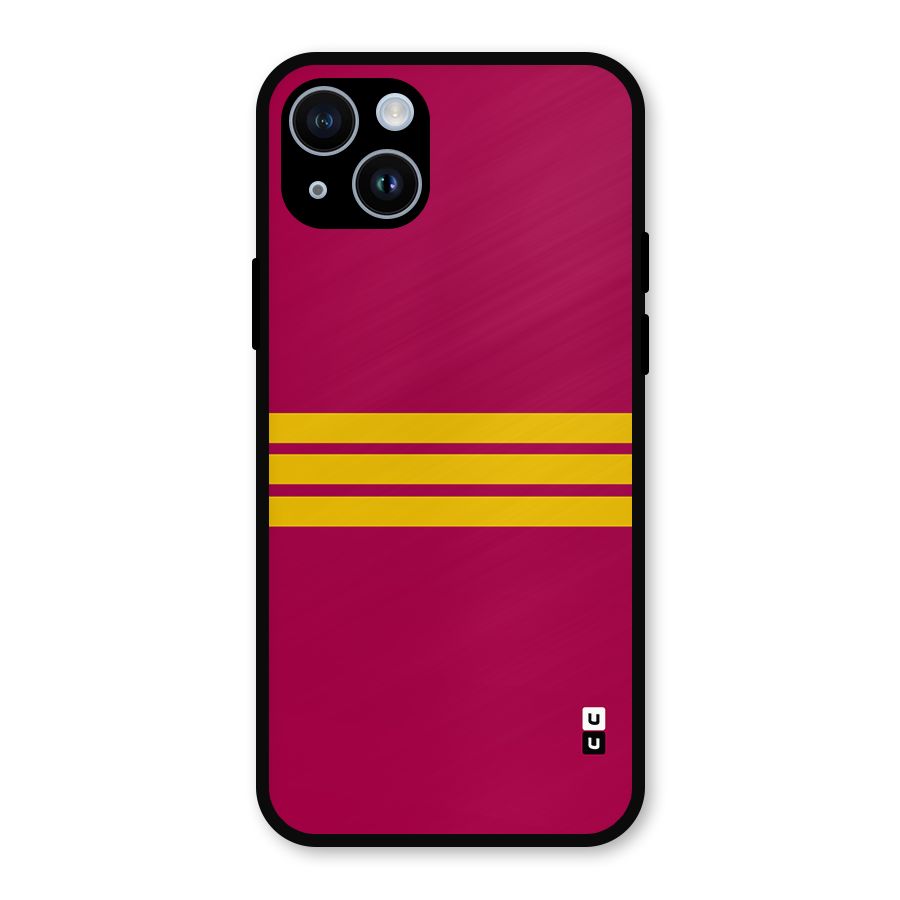 Horizontal Sports Stripes Metal Back Case for iPhone 14