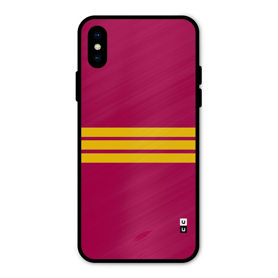 Horizontal Sports Stripes Metal Back Case for iPhone X