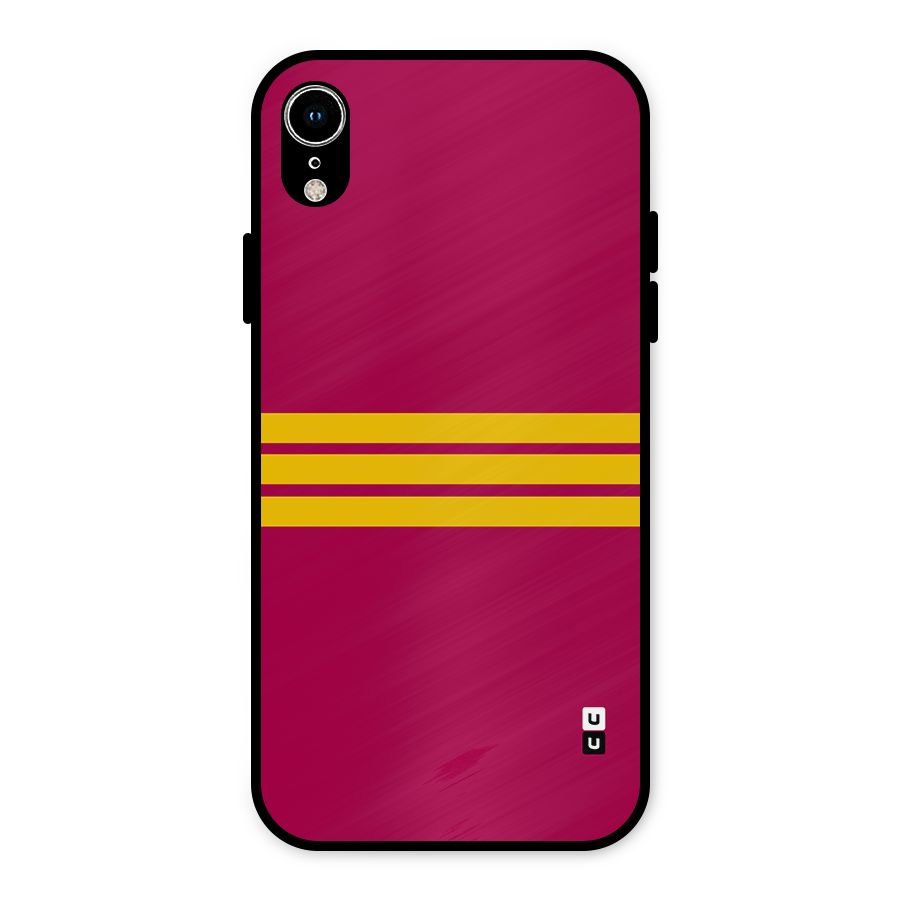 Horizontal Sports Stripes Metal Back Case for iPhone XR