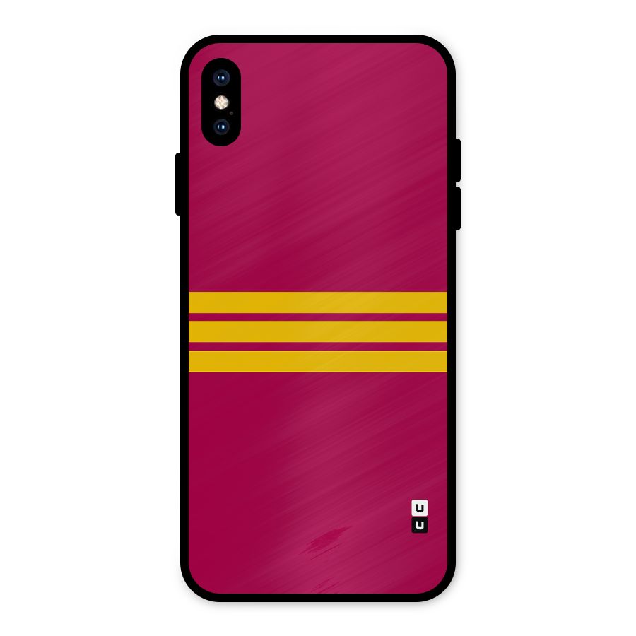 Horizontal Sports Stripes Metal Back Case for iPhone XS Max