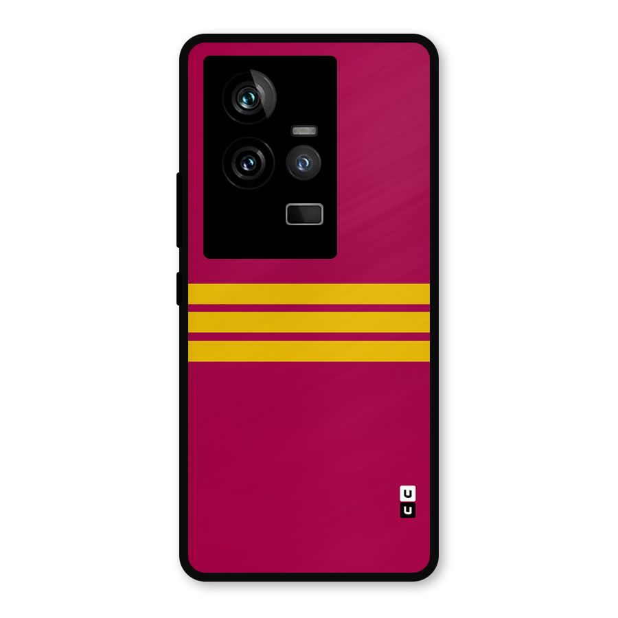Horizontal Sports Stripes Metal Back Case for iQOO 11 5G