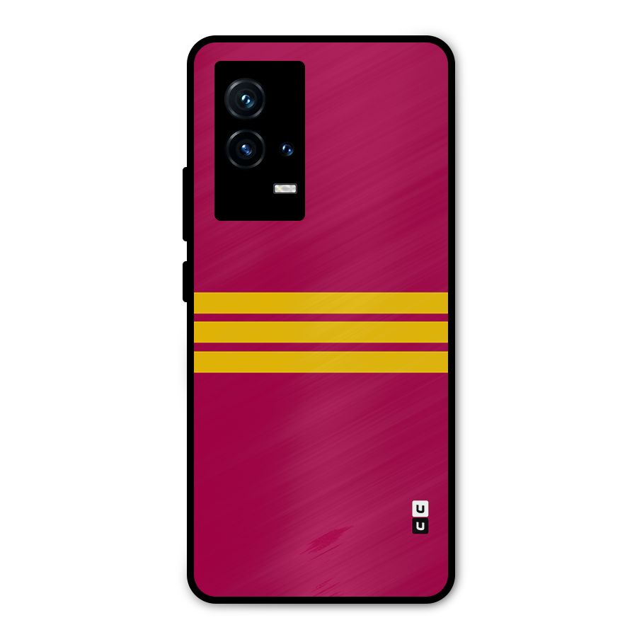 Horizontal Sports Stripes Metal Back Case for iQOO 9 5G