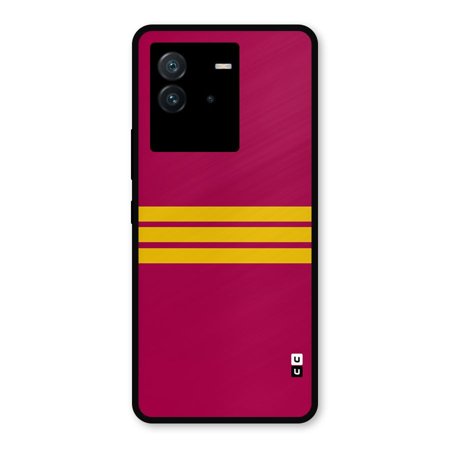 Horizontal Sports Stripes Metal Back Case for iQOO Neo 6 5G