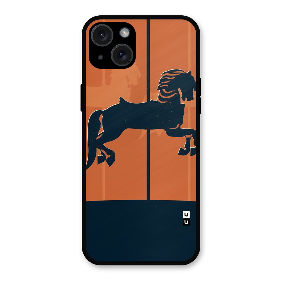 Horse Metal Back Case for iPhone 15 Plus