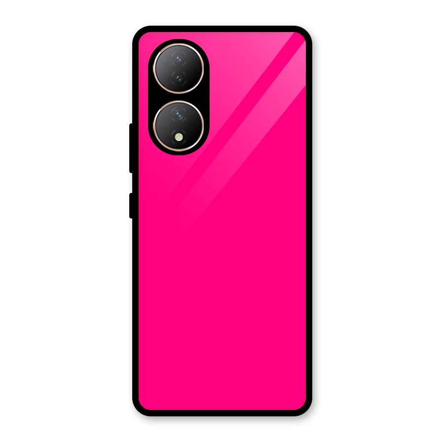 Hot Pink Glass Back Case for Vivo Y100A
