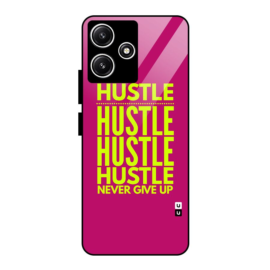 Hustle Never Give Up Glass Back Case for Poco M6 Pro