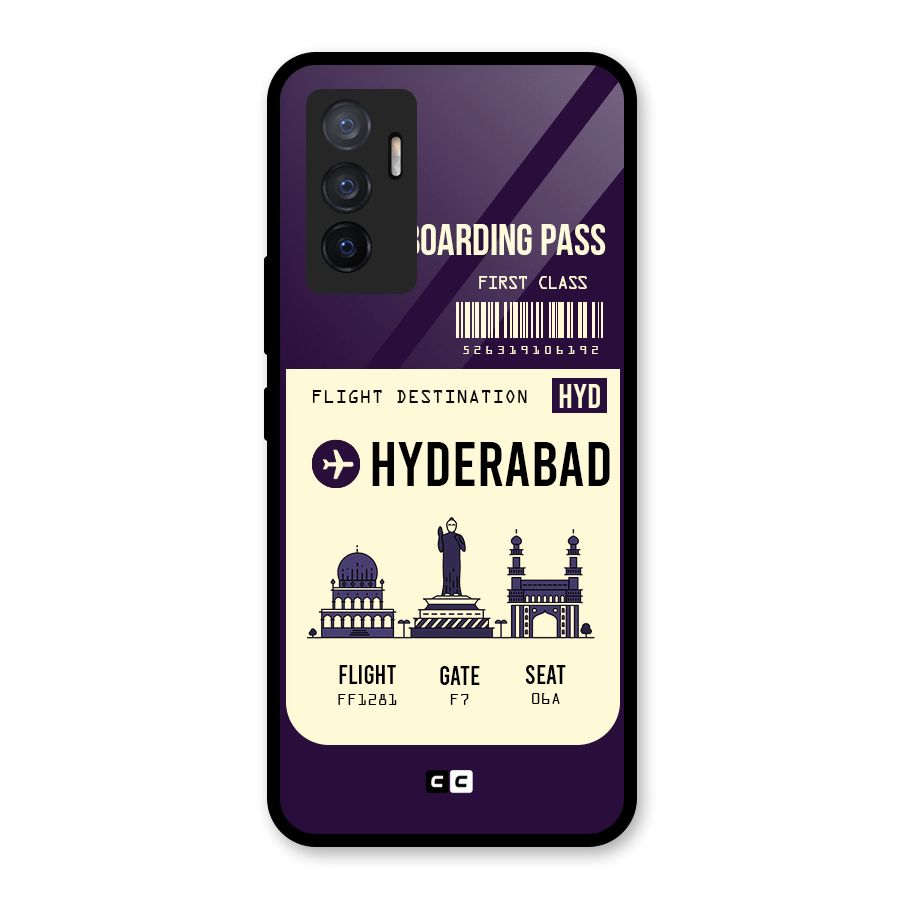 Hyderabad Boarding Pass Glass Back Case for Vivo V23e