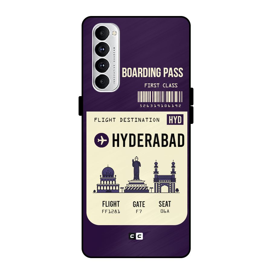 Hyderabad Boarding Pass Metal Back Case for Oppo Reno4 Pro