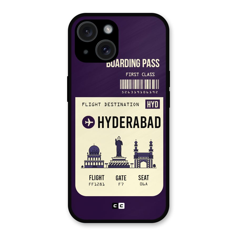 Hyderabad Boarding Pass Metal Back Case for iPhone 15