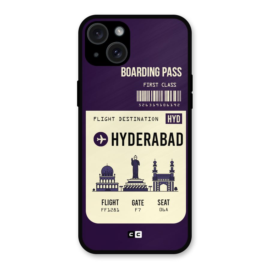 Hyderabad Boarding Pass Metal Back Case for iPhone 15 Plus