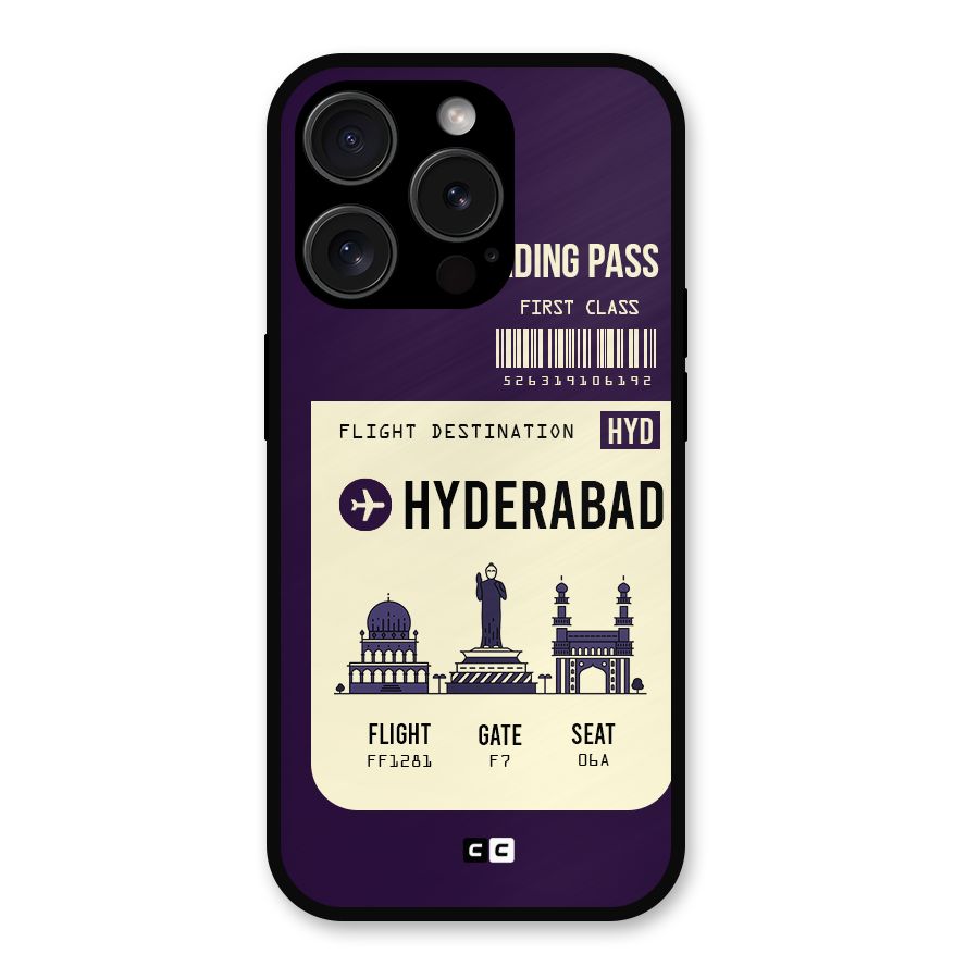 Hyderabad Boarding Pass Metal Back Case for iPhone 15 Pro