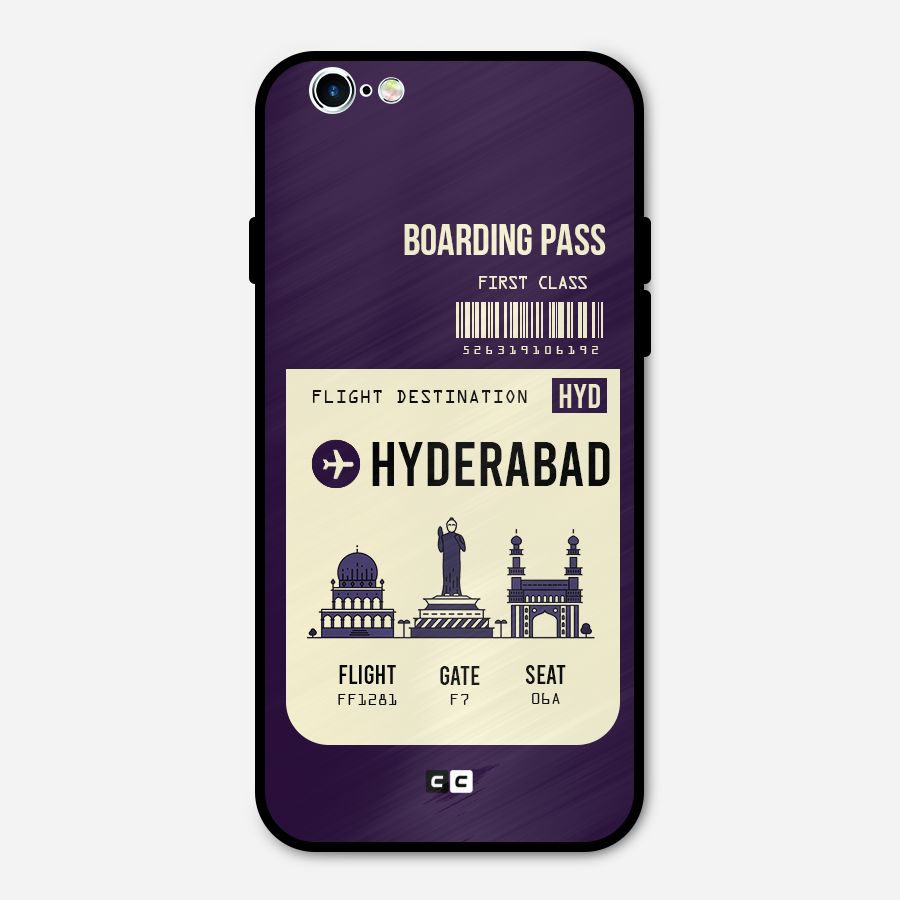 Hyderabad Boarding Pass Metal Back Case for iPhone 6 6s