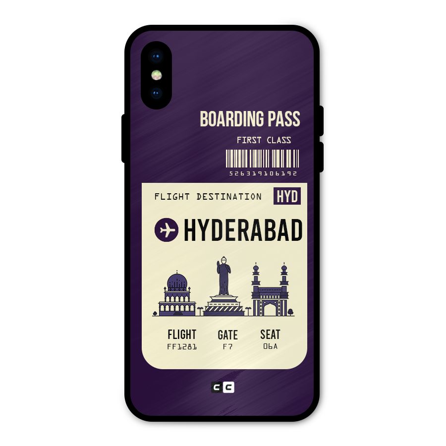 Hyderabad Boarding Pass Metal Back Case for iPhone X