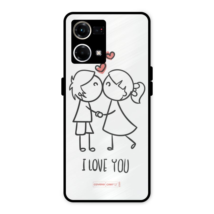 I Love You Metal Back Case for Oppo F21 Pro 4G