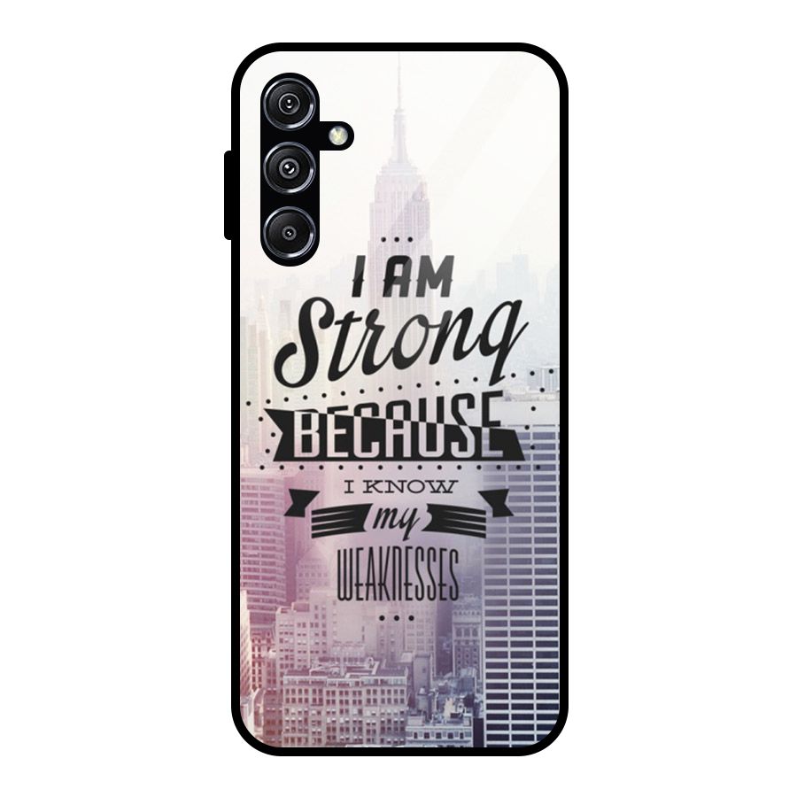 I am Strong Glass Back Case for Galaxy M34 5G