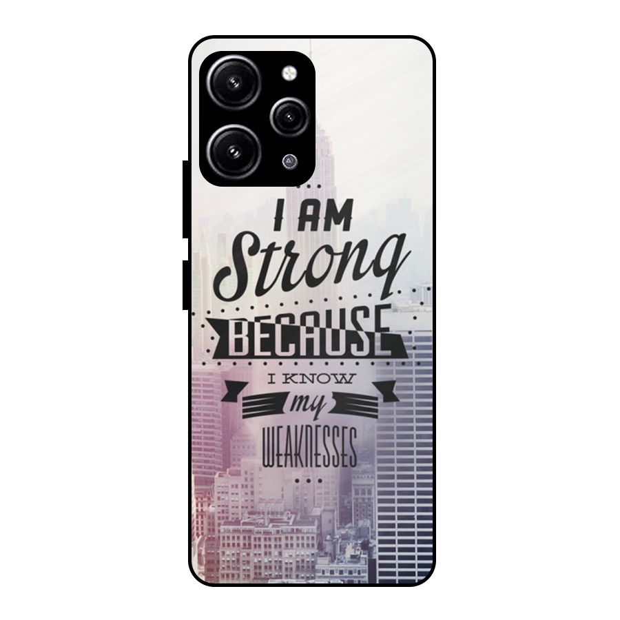 I am Strong Glass Back Case for Redmi 12 4G