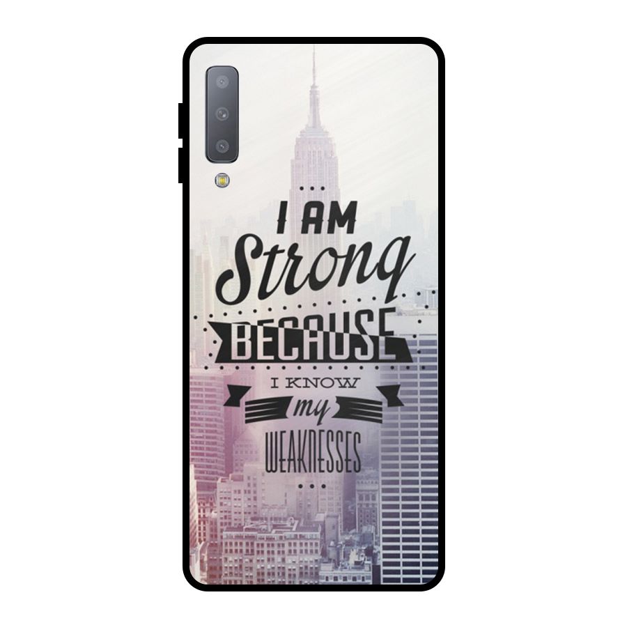 I am Strong Metal Back Case for Galaxy A7 (2018)