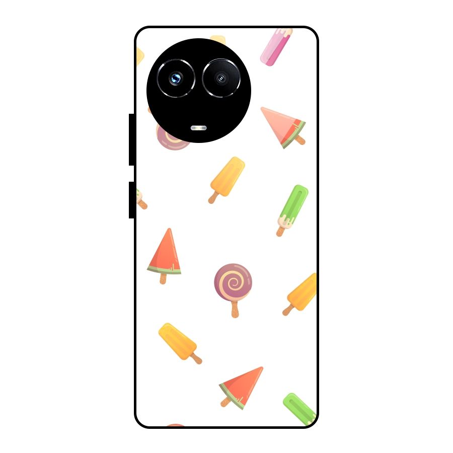 Ice Cream Colors Glass Back Case for Realme 11X