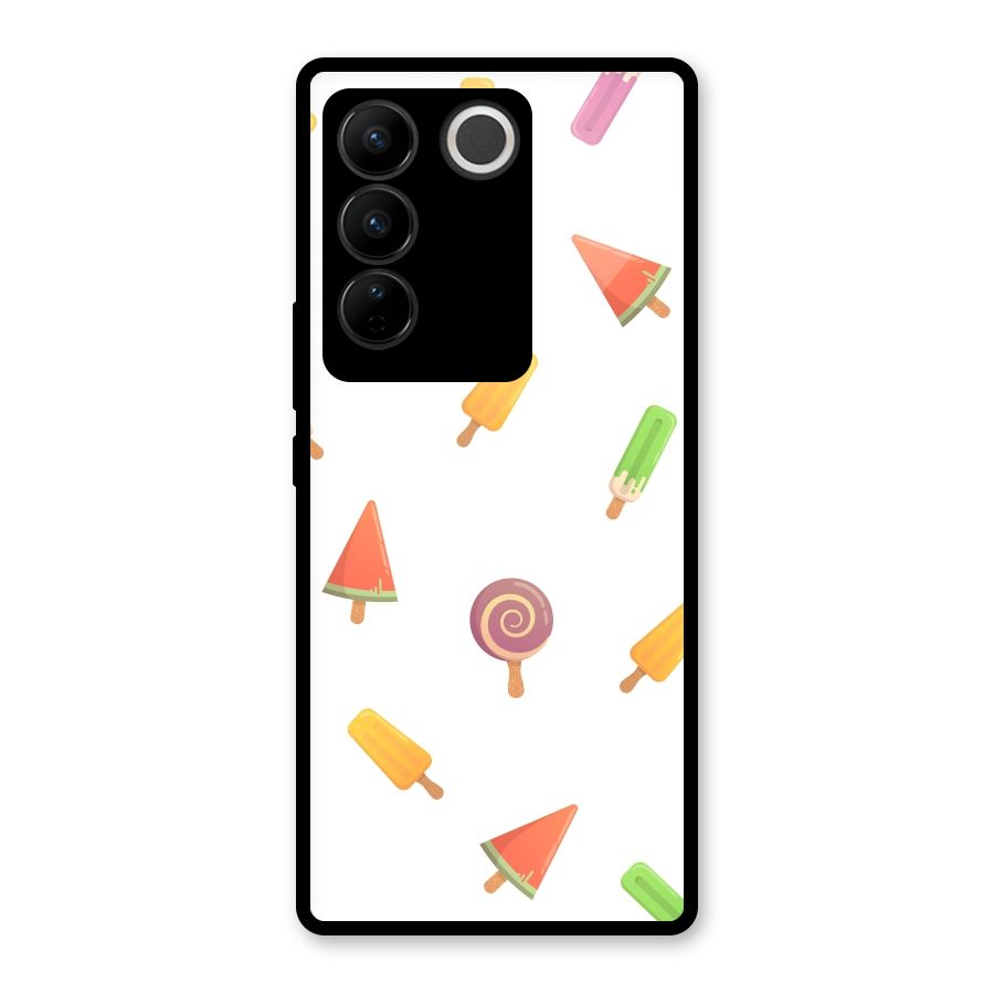Ice Cream Colors Glass Back Case for Vivo V27 Pro