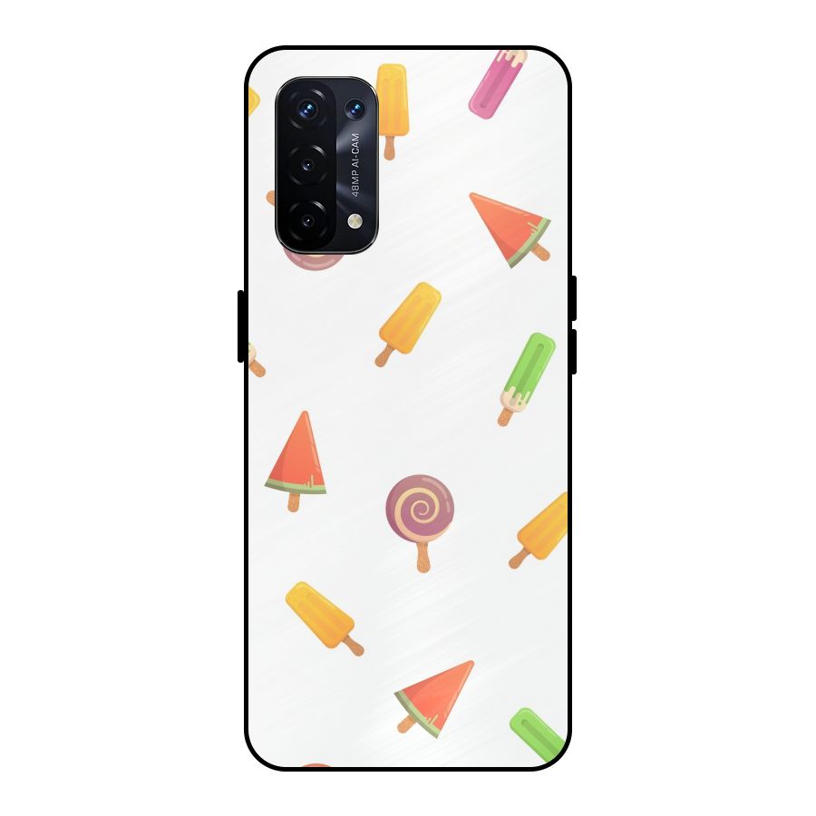 Ice Cream Colors Metal Back Case for Oppo A74 5G