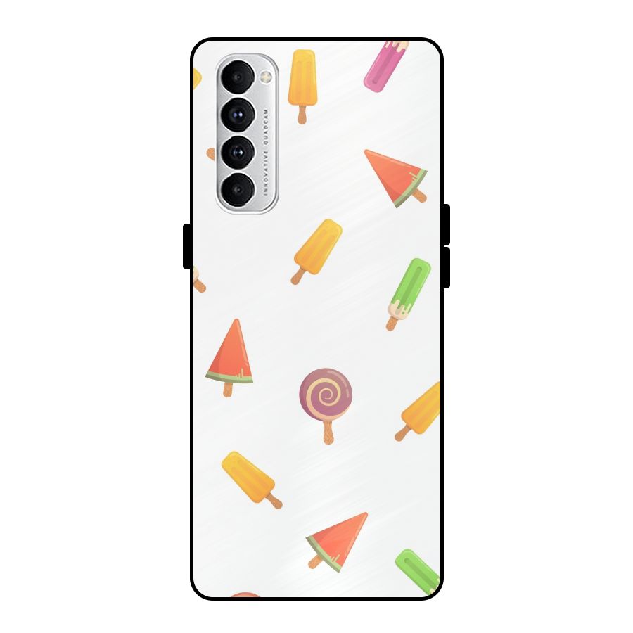 Ice Cream Colors Metal Back Case for Oppo Reno4 Pro