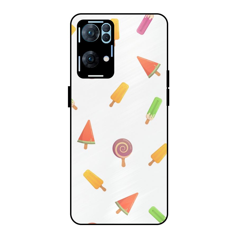 Ice Cream Colors Metal Back Case for Oppo Reno7 Pro 5G