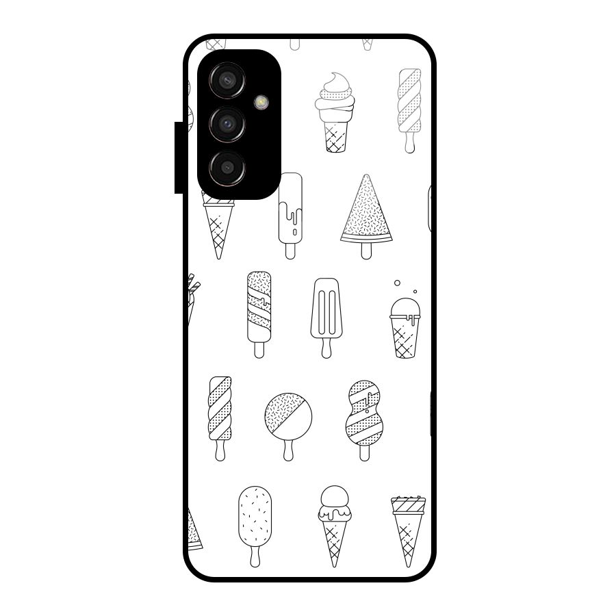 Ice Cream Lines Glass Back Case for Galaxy F13