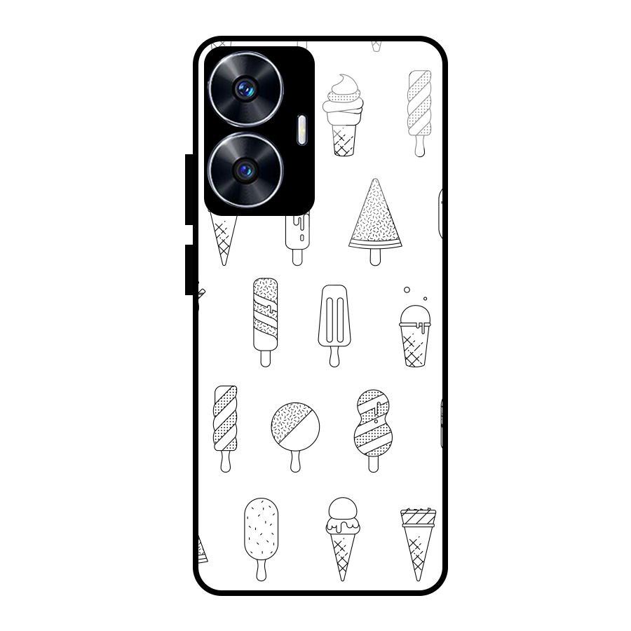 Ice Cream Lines Glass Back Case for Realme Narzo N55