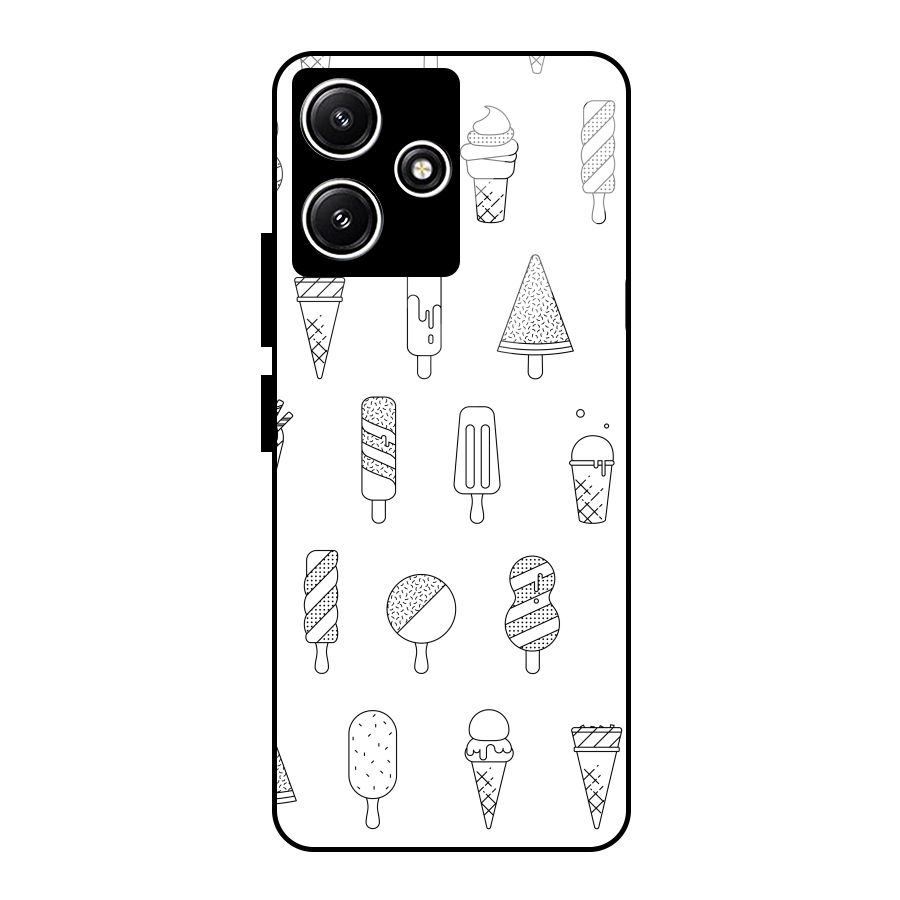 Ice Cream Lines Glass Back Case for Redmi 12 5G