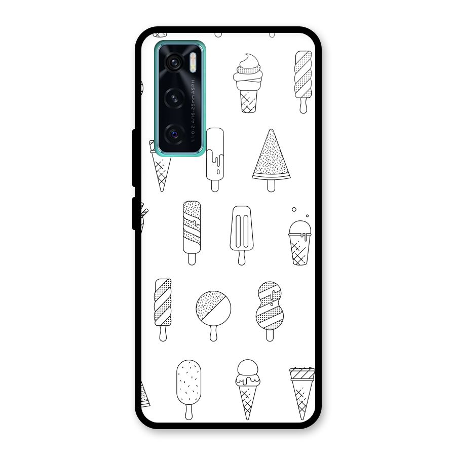Ice Cream Lines Glass Back Case for Vivo V20 SE