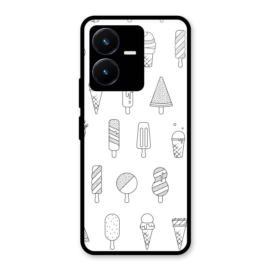 Ice Cream Lines Glass Back Case for Vivo Y22s