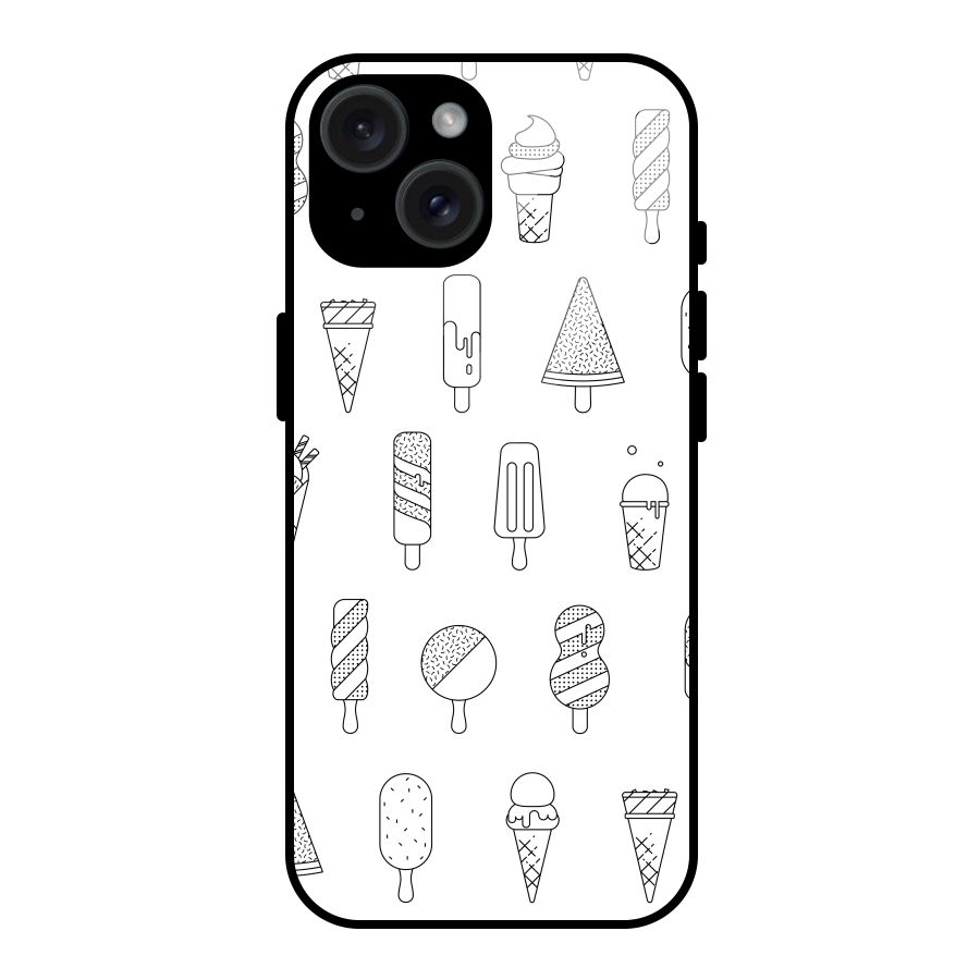 Ice Cream Lines Glass Back Case for iPhone 15