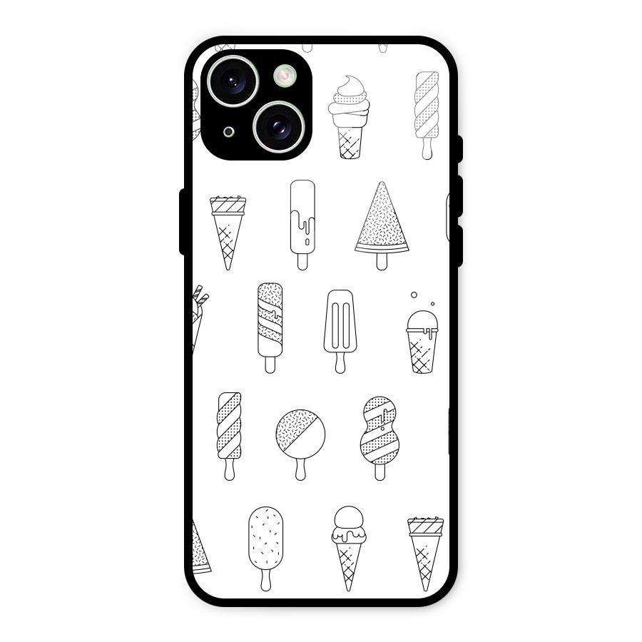 Ice Cream Lines Glass Back Case for iPhone 15 Plus