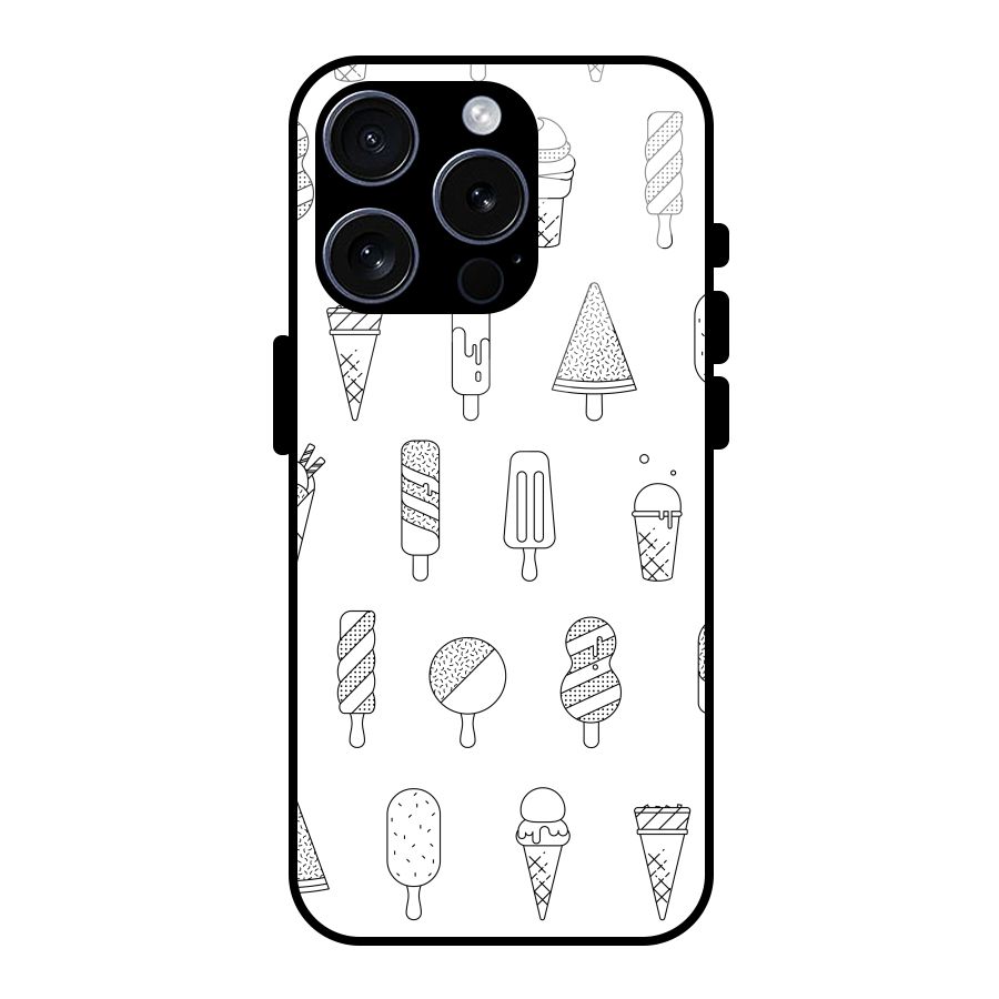 Ice Cream Lines Glass Back Case for iPhone 15 Pro
