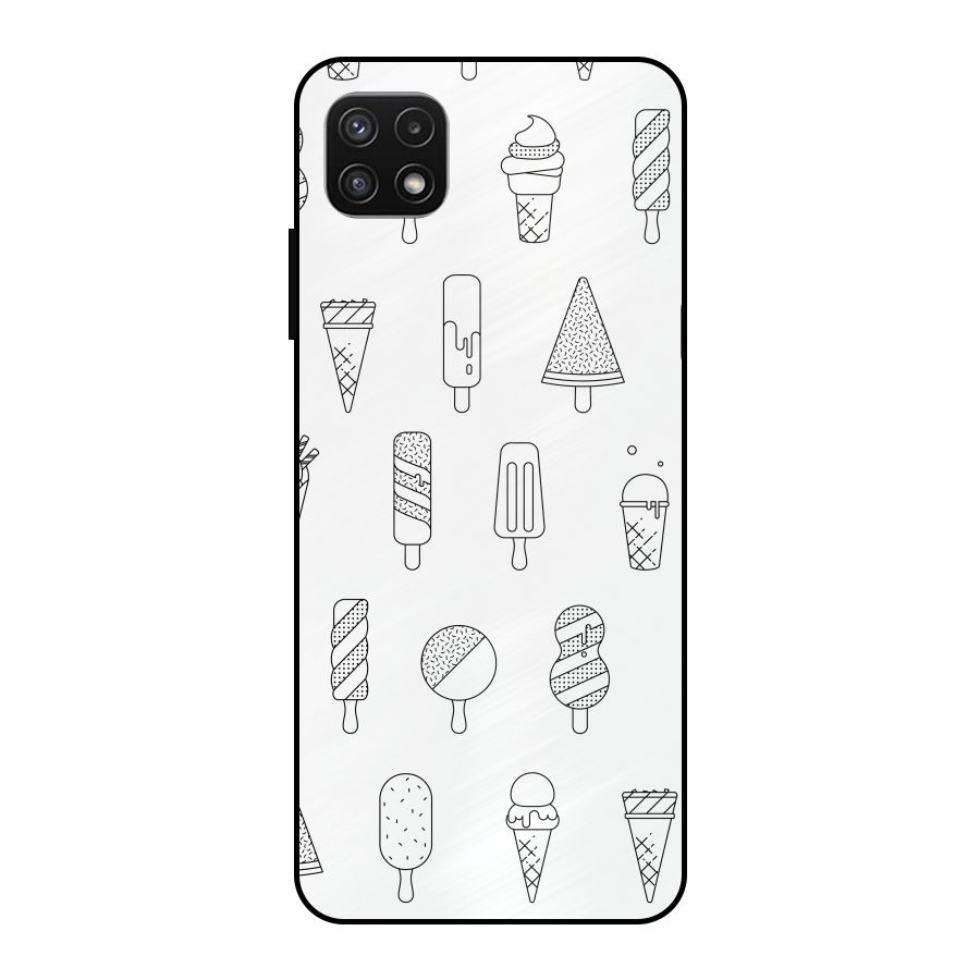 Ice Cream Lines Metal Back Case for Galaxy A22 5G